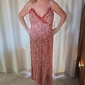 No Boundaries Red Floral Maxi Dress